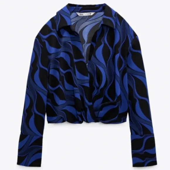 Zara Pleated Printed Shirt NWT - Picture 4 of 10